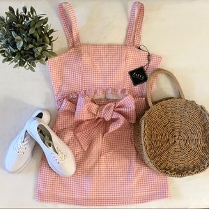 Two-Piece Gingham Cami Top & Bow Skirt Set